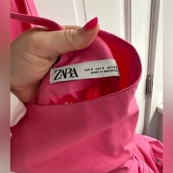 Zara Tied Poplin Dress in Fuschia - Picture 3 of 4